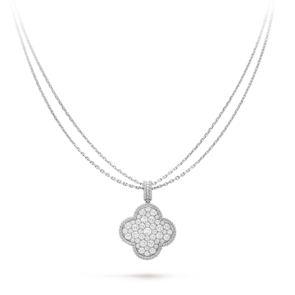 [⭐Shinejoy]CLOVER 25MM SILVER FULL DIAMOND BIG CLOVER NECKLACE
