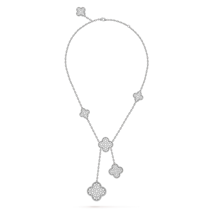 [⭐Shinejoy]CLOVER 5 MOTIFS SILVER DIAMONDS NECKLACE