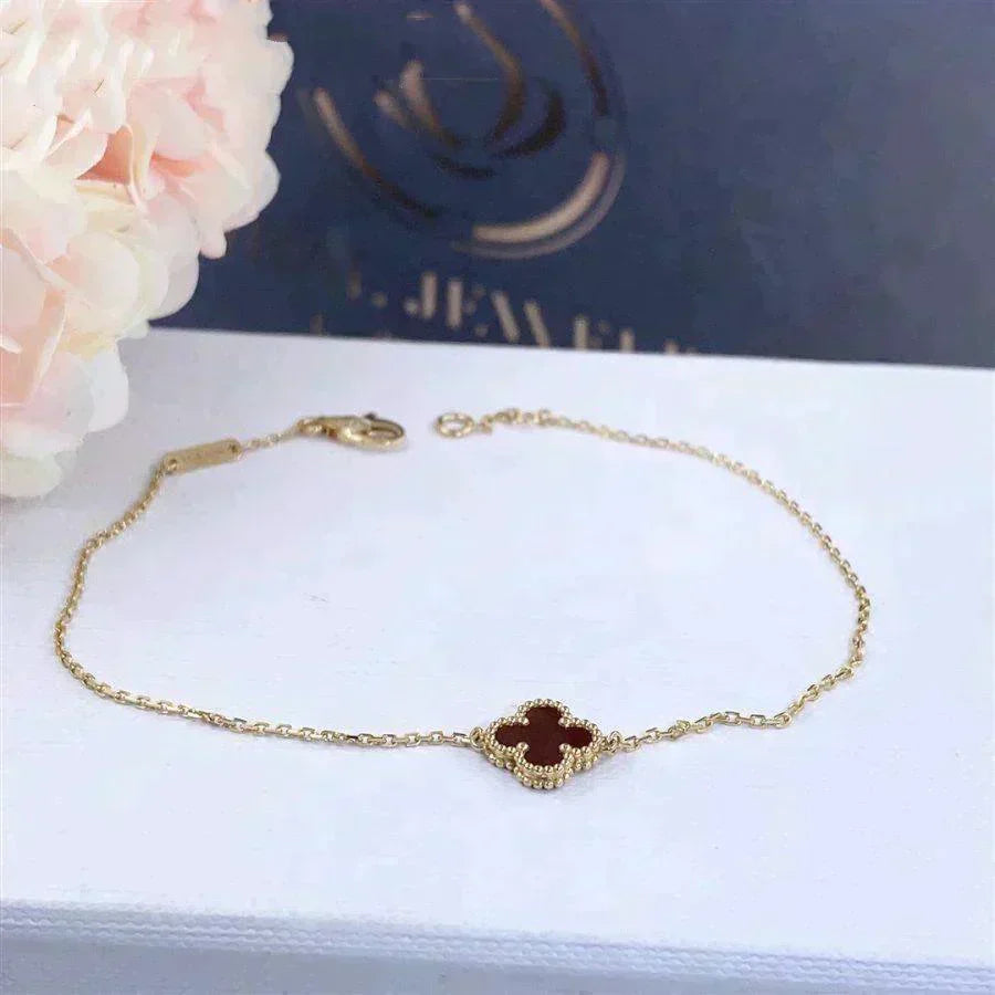 [⭐Shinejoy]CLOVER  CARNELIAN SINGLE FLOWER BRACELET