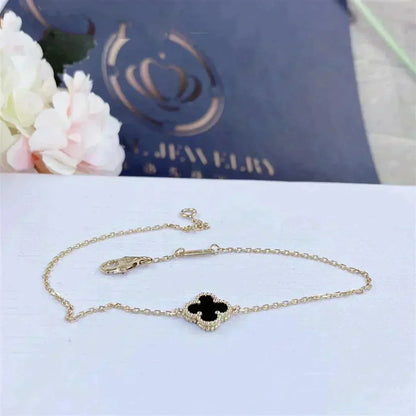 [⭐Shinejoy]CLOVER ONYX SINGLE FLOWER BRACELET