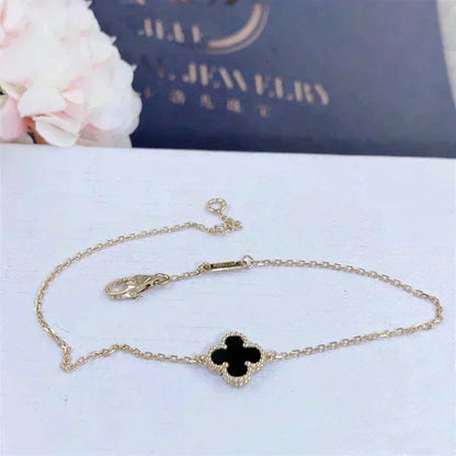 [⭐Shinejoy]CLOVER ONYX SINGLE FLOWER BRACELET