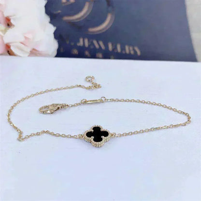 [⭐Shinejoy]CLOVER ONYX SINGLE FLOWER BRACELET