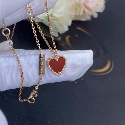 [⭐Shinejoy]SWEET CLOVER CARNELIAN HEART NECKLACE