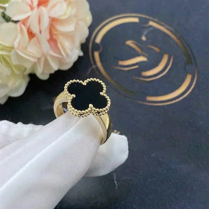 [⭐Shinejoy]CLOVER ONYX RING