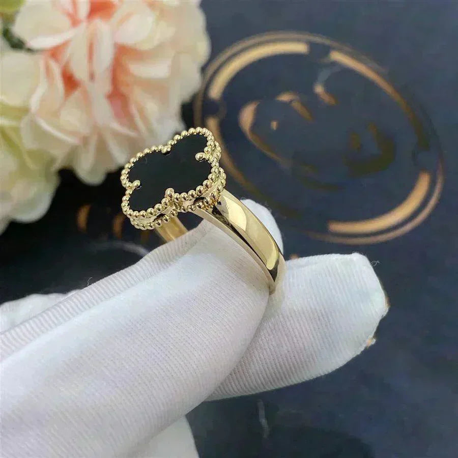 [⭐Shinejoy]CLOVER ONYX RING