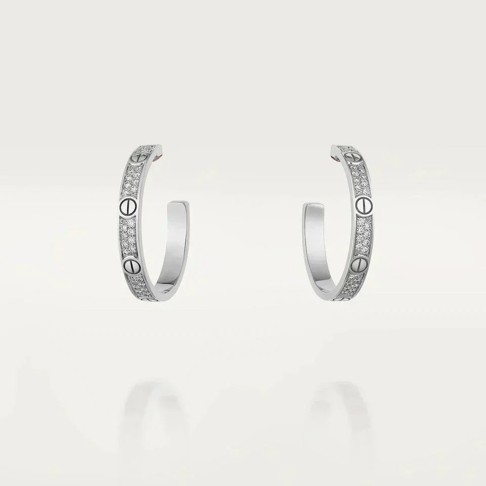[⭐Shinejoy]LOVE DIAMOND SILVER HOOP EARRINGS