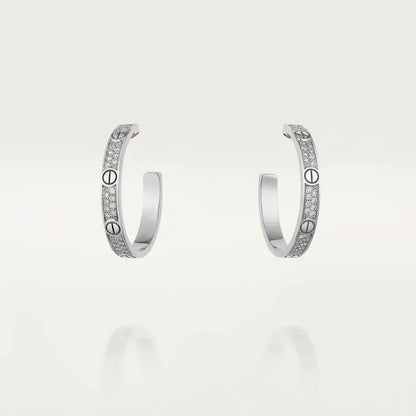 [⭐Shinejoy]LOVE DIAMOND SILVER HOOP EARRINGS