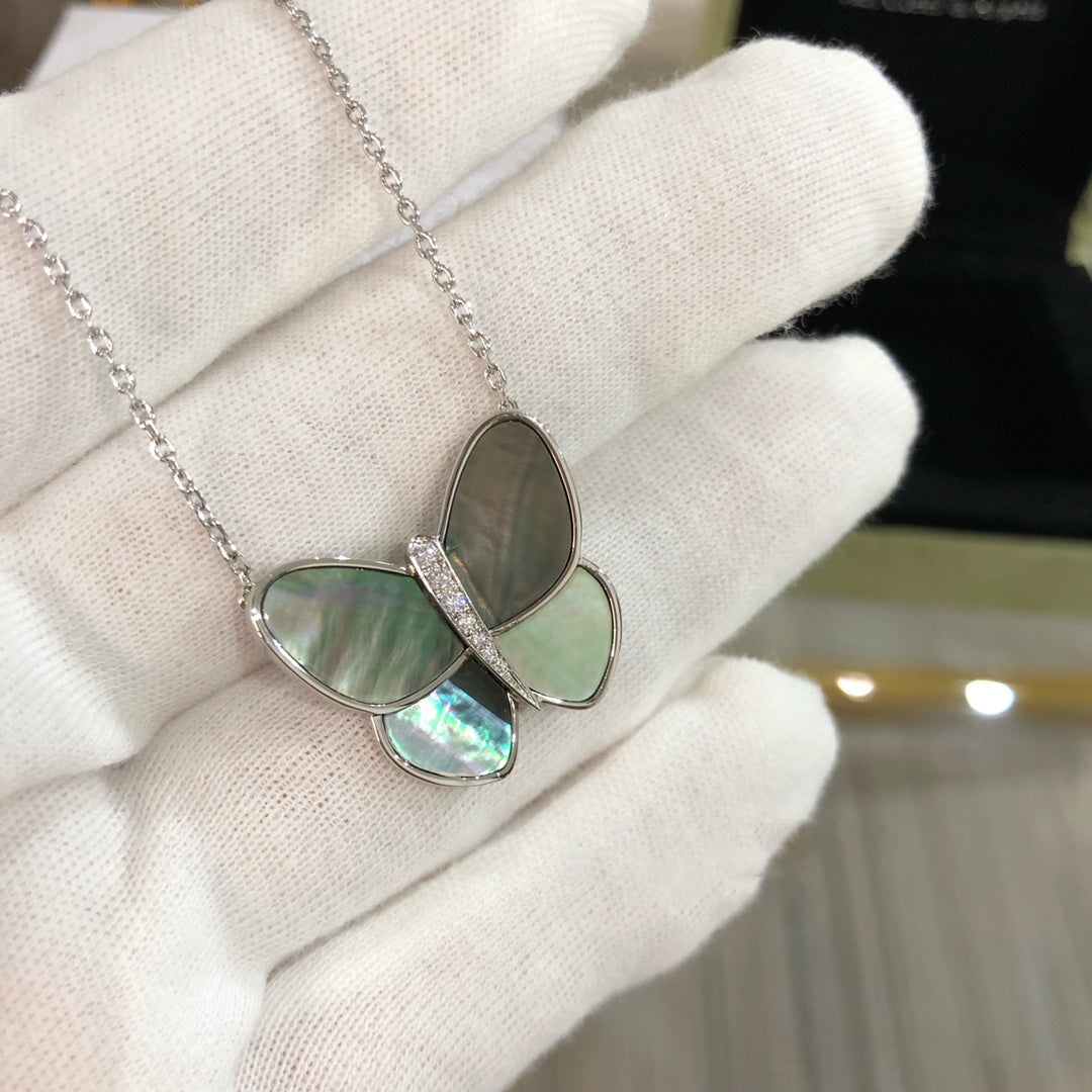 [⭐Shinejoy]LARGE BUTTERFLY SILVER PENDANT DIAMOND NECKLACE