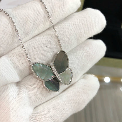 [⭐Shinejoy]LARGE BUTTERFLY SILVER PENDANT DIAMOND NECKLACE