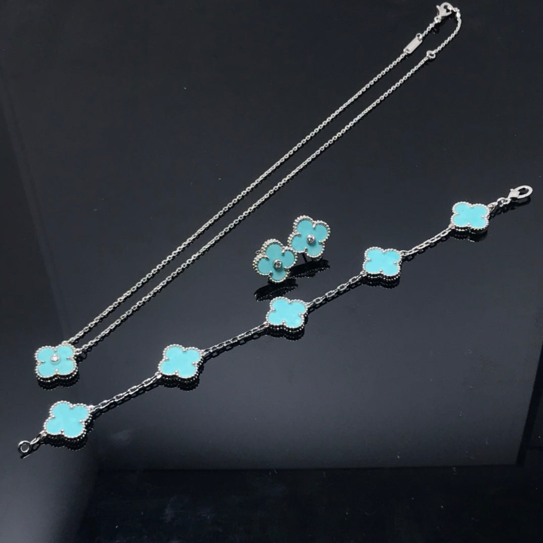 [⭐Shinejoy]CLOVER 1 DIAMOND BLUE SKY SILVER EARRINGS