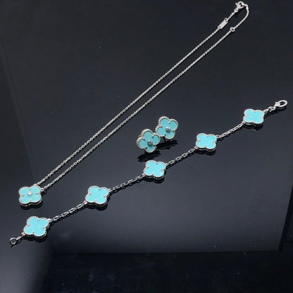 [⭐Shinejoy]CLOVER 1 DIAMOND BLUE SKY SILVER EARRINGS