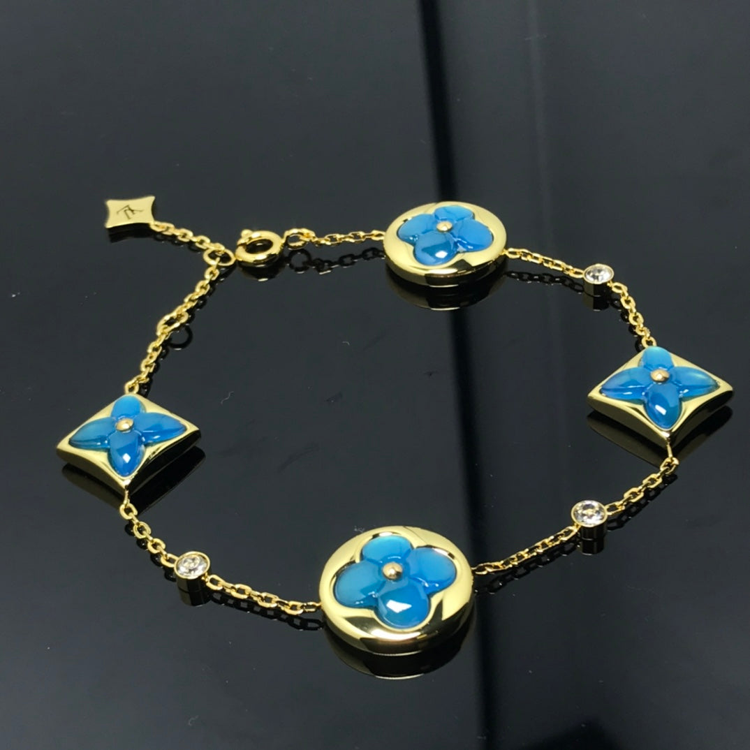 [⭐Shinejoy]STAR AND SUN 4 MOTIF BLUE BRACELET