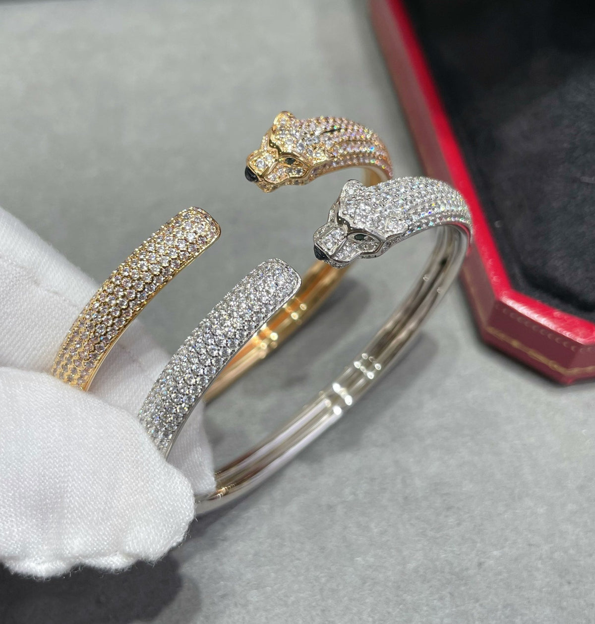 [⭐Shinejoy]PANTHERE FULL DIAMOND OPEN BRACELET
