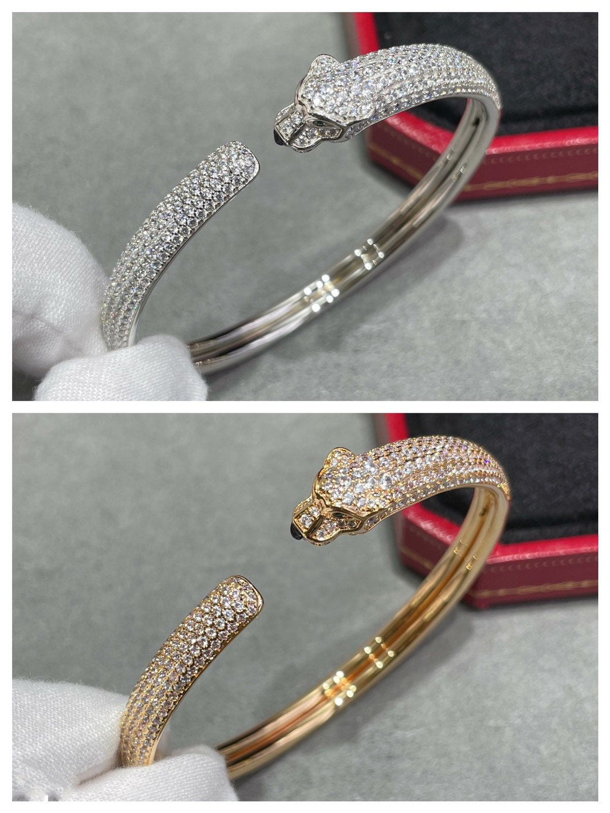 [⭐Shinejoy]PANTHERE FULL DIAMOND OPEN BRACELET