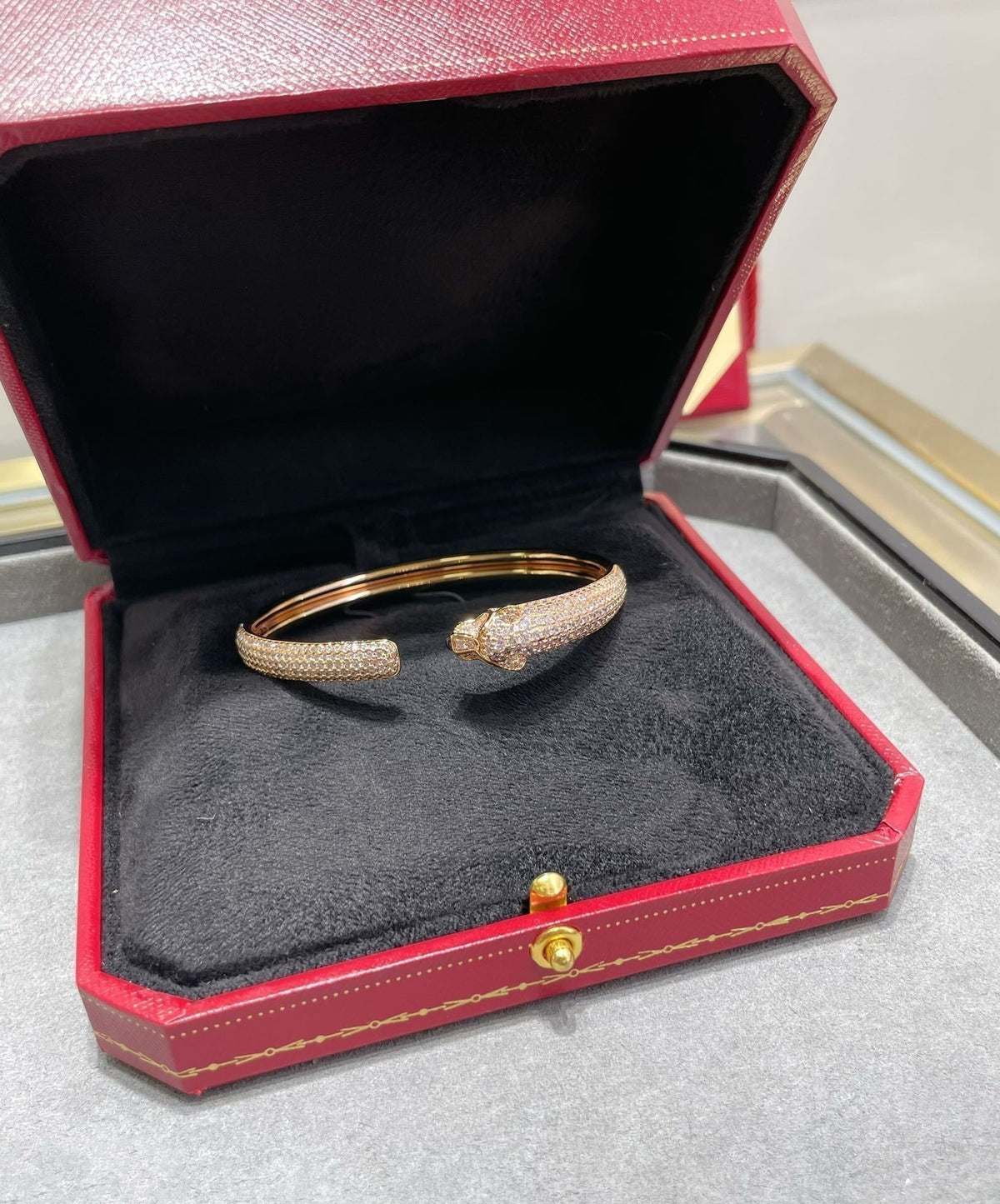 [⭐Shinejoy]PANTHERE FULL DIAMOND OPEN BRACELET