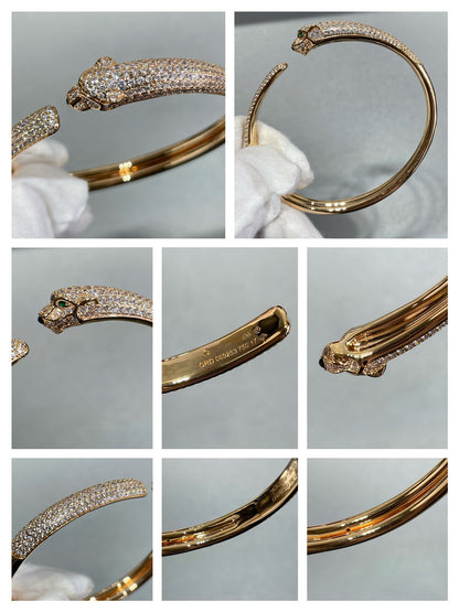 [⭐Shinejoy]PANTHERE FULL DIAMOND OPEN BRACELET
