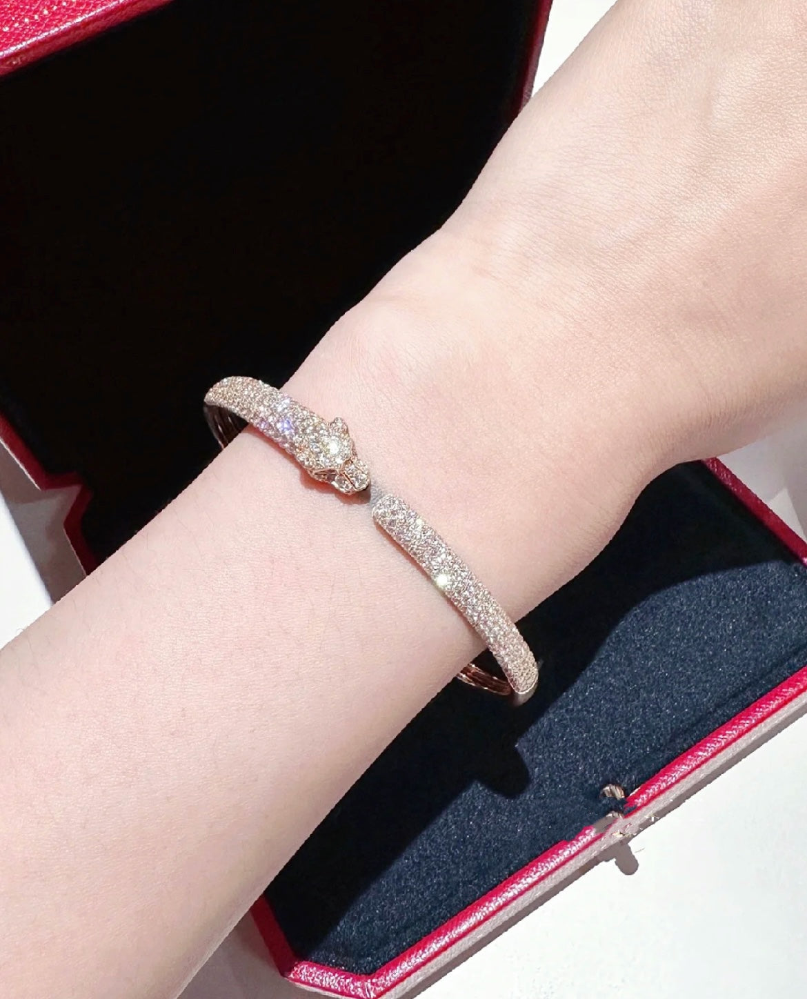 [⭐Shinejoy]PANTHERE FULL DIAMOND OPEN BRACELET