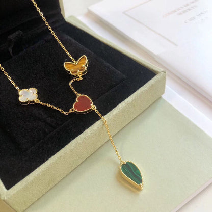 [⭐Shinejoy]LUCKY SPRING 4 MOTIFS ROSE GOLD NECKLACE