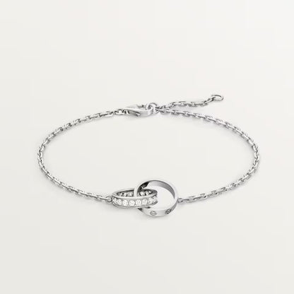 [⭐Shinejoy]LOVE DOUBLE RING HALF DIAMOND BRACELET