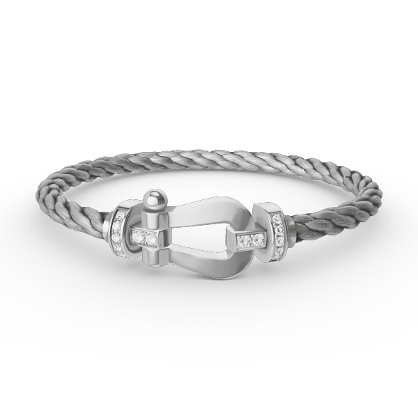 [⭐Shinejoy]FORCE LARGE HORSESHOE HALF DIAMOND BRACELET SILVER