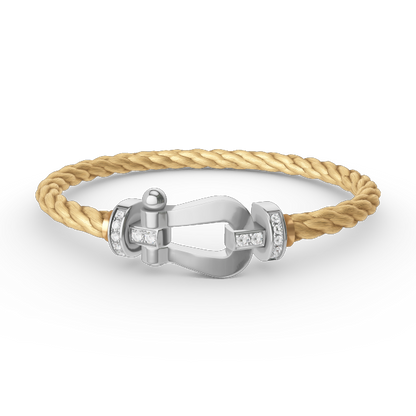 [⭐Shinejoy]FORCE LARGE HORSESHOE HALF DIAMOND BRACELET SILVER