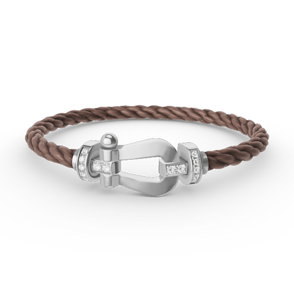 [⭐Shinejoy]FORCE LARGE HORSESHOE HALF DIAMOND BRACELET SILVER