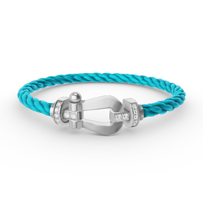 [⭐Shinejoy]FORCE LARGE HORSESHOE HALF DIAMOND BRACELET SILVER