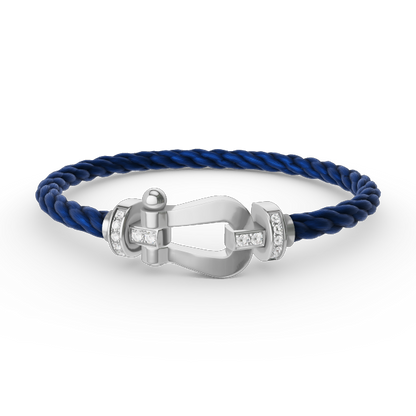 [⭐Shinejoy]FORCE LARGE HORSESHOE HALF DIAMOND BRACELET SILVER