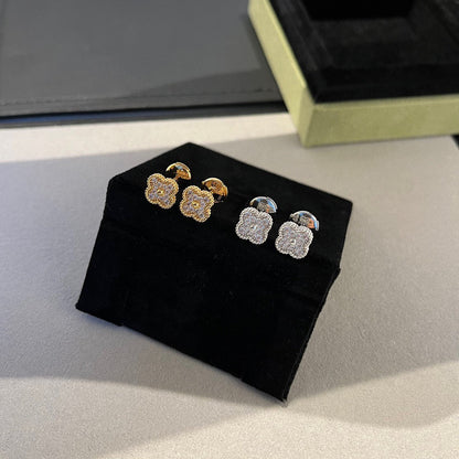 [⭐Shinejoy]CLOVER MINI DIAMOND STUD EARRINGS